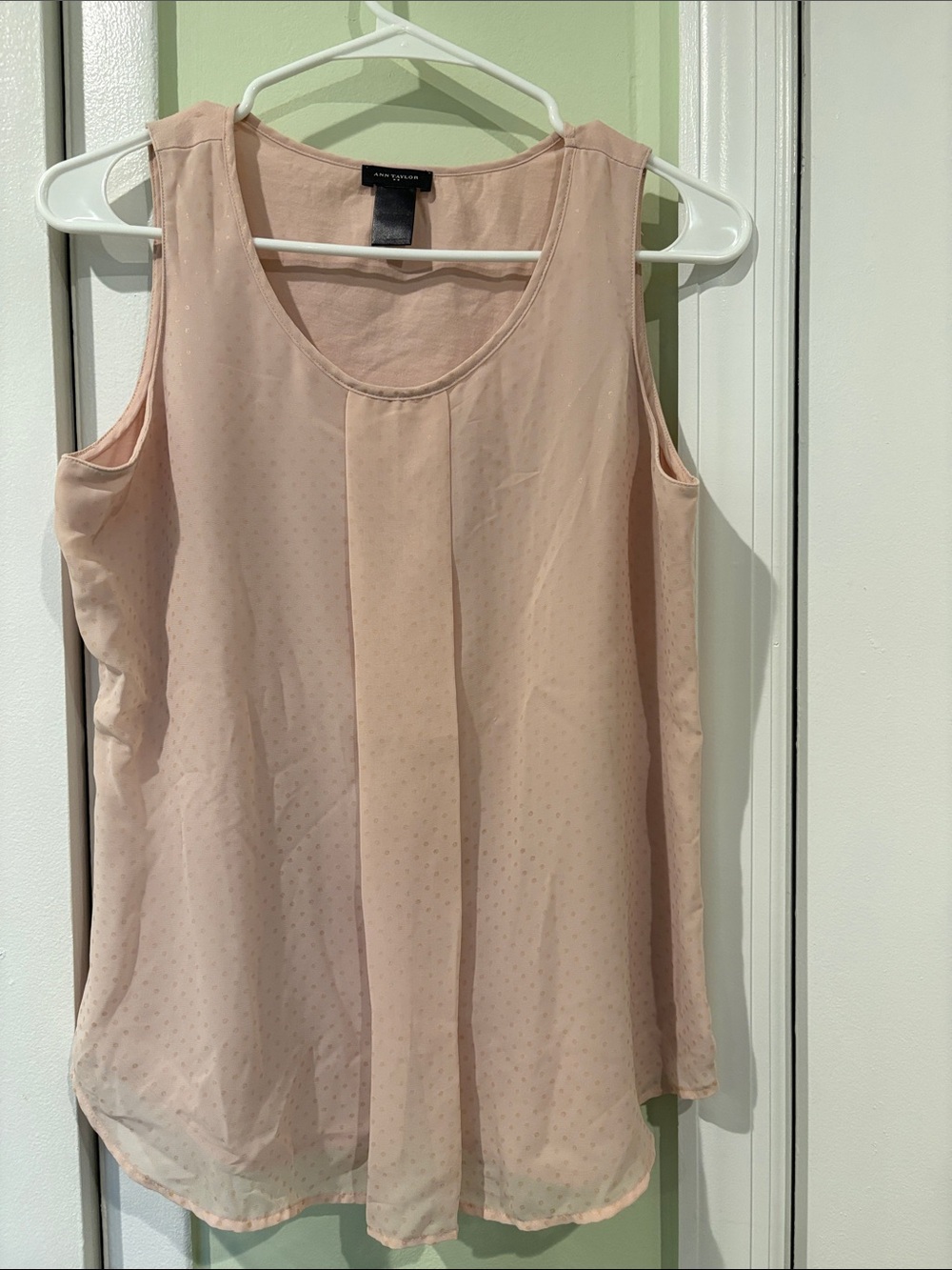 Ann Taylor Blush Pink Sheer Polka-Dot Sleeveless Blouse